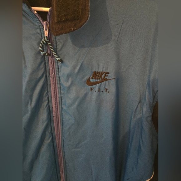 Vintage Nike Fit Jacket Mens Size Medium Black Blue F.I.T. Swoosh 90s Mid weight - Picture 3 of 7